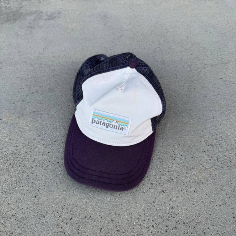 Patagonia Trucker Hat Mesh Cap Purple White Logo Outdoor Casual Men
